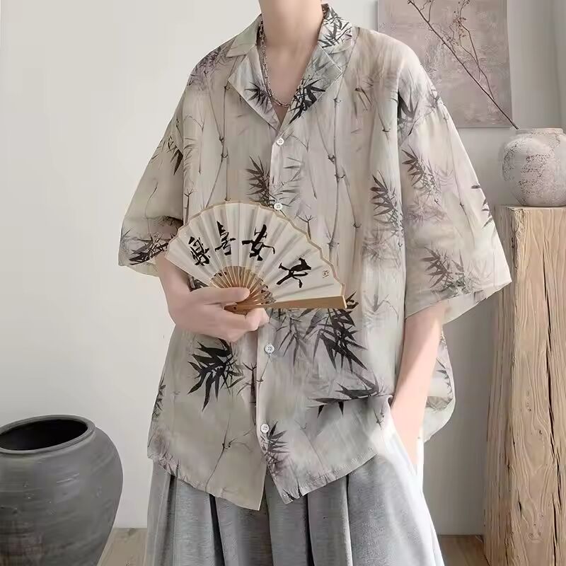 Ice Silk Short-sleeve Ins National Trend New Shirt Loose Jacket
