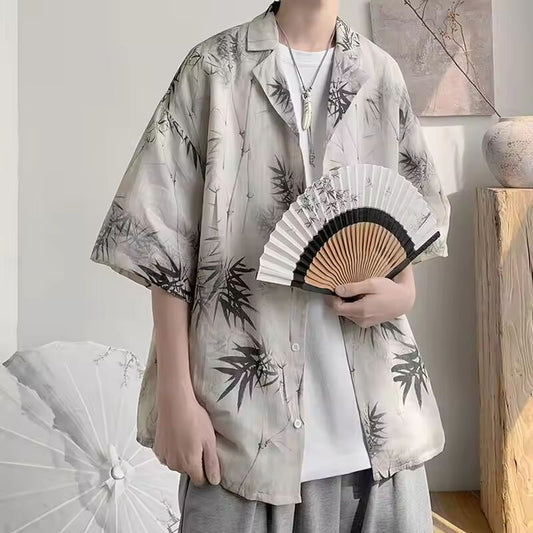 Ice Silk Short-sleeve Ins National Trend New Shirt Loose Jacket